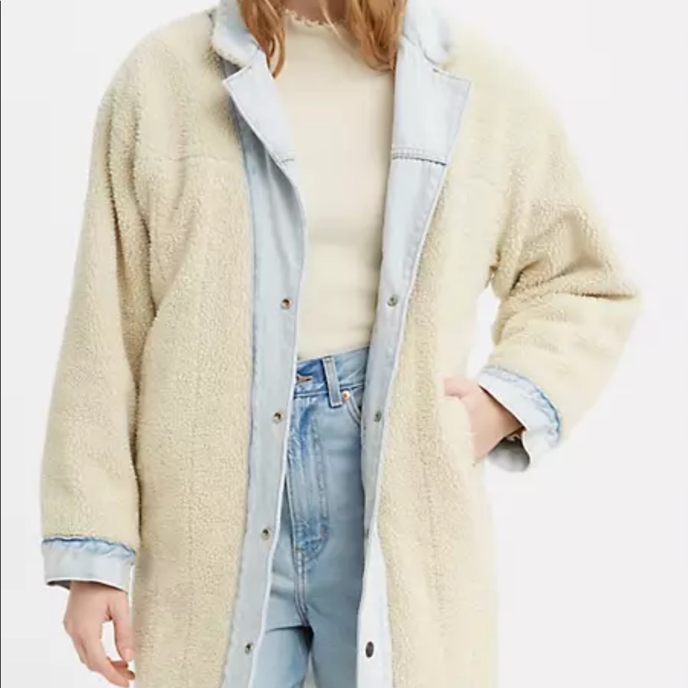 NWT Levi’s Reversible Faux Sherpa Coat SZ M - Picture 9 of 12